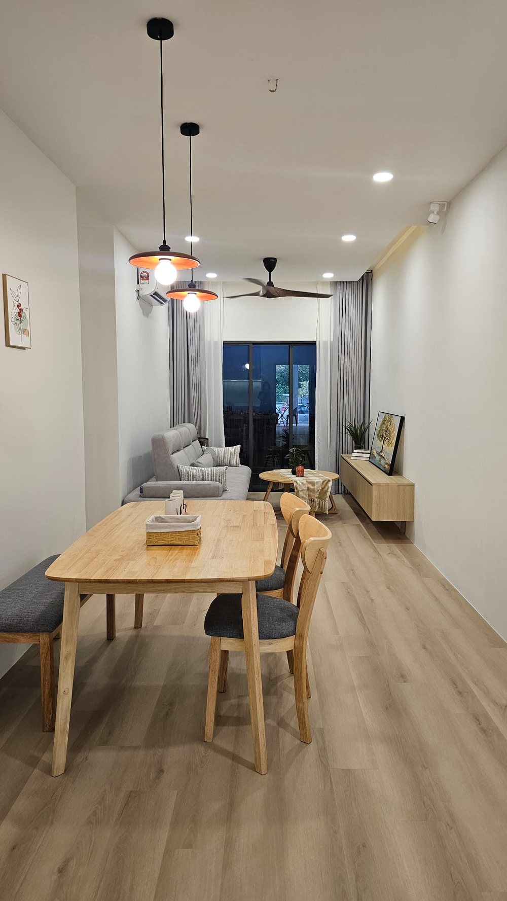 Furnished living and dining area