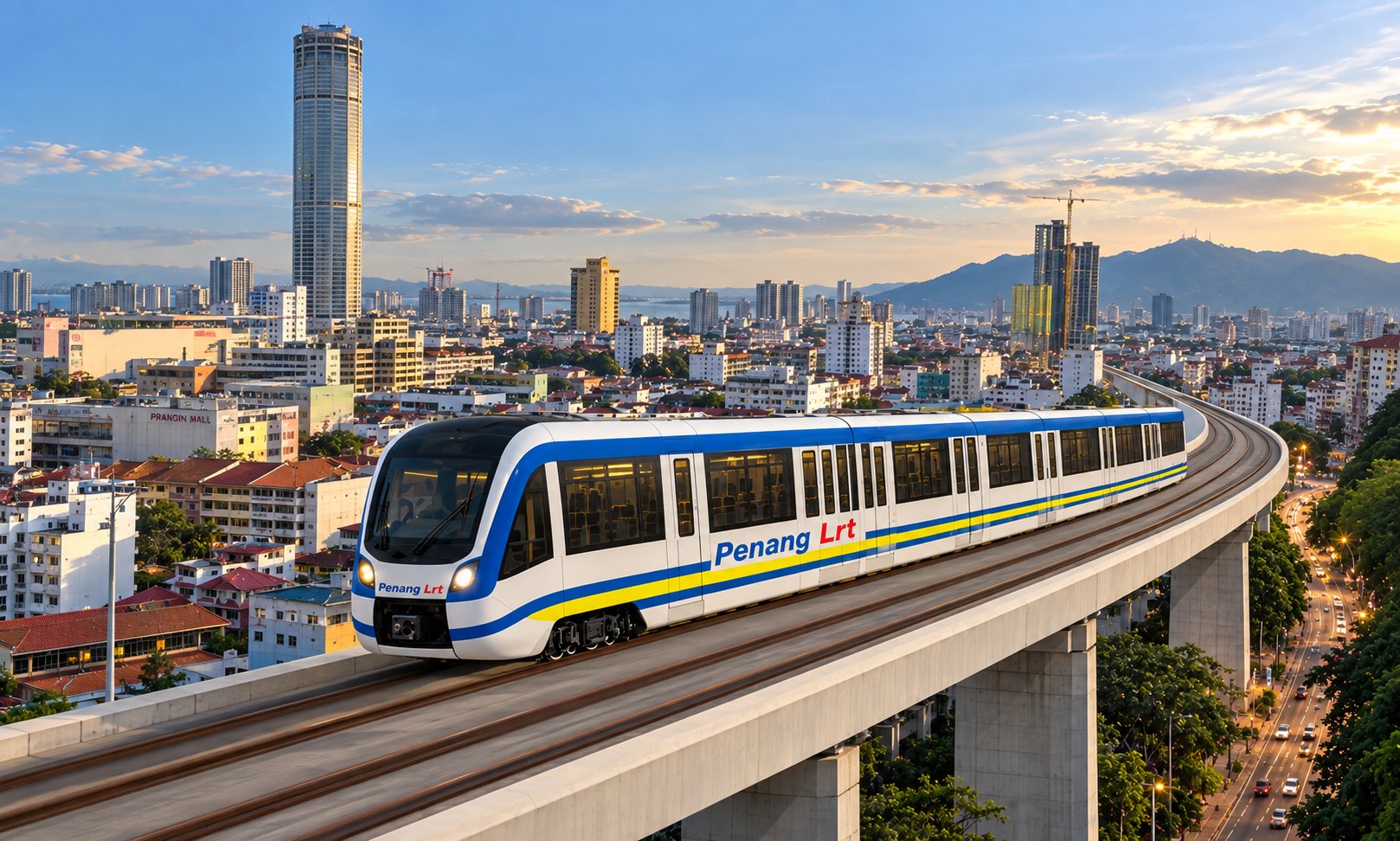 Concept image of the Penang Mutiara Line LRT trains